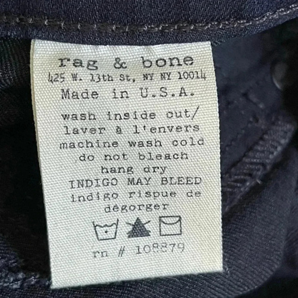 Rag‎ & Bone Legging Zipper Jeans Women’s Dark Indigo Size 29 - Picture 8 of 11